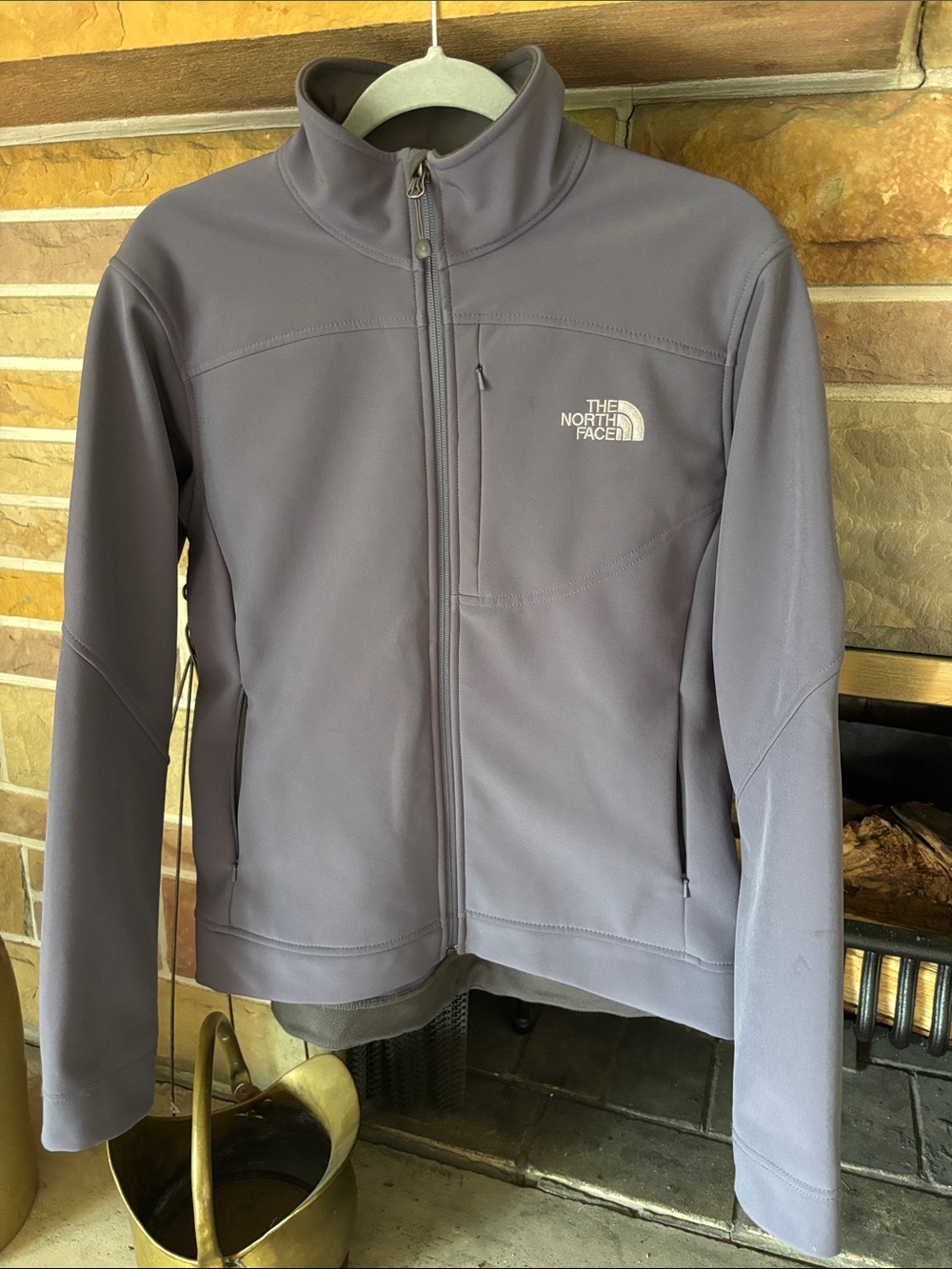 The North Face Lavender Gray Full-Zip Softshell fleece lined Jacket sz L.